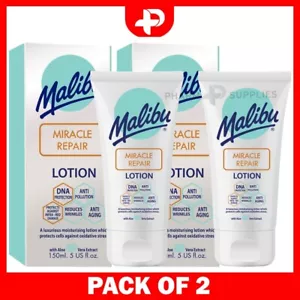 Malibu Sun Miracle Repair Lotion Anti-aging Collagen Stimulating 150ml 2 Packs - Picture 1 of 5