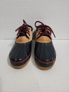 Land's End Womens Sz 8 Snow Rain Duck Boots Shoes Navy Khaki - Picture 1 of 8