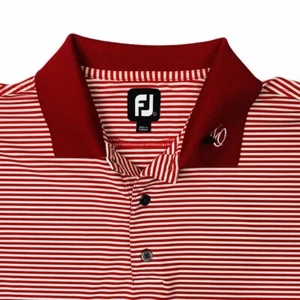 Footjoy Golf Polo Shirt Mens Sz Large Red Striped Stretch Performance Polyester - Picture 1 of 7