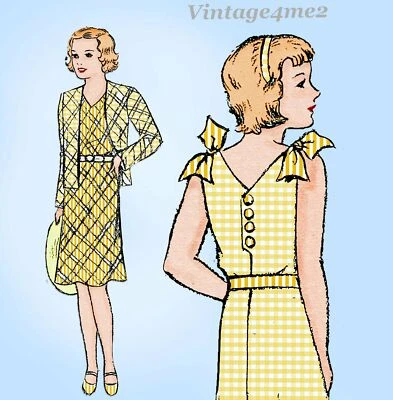 1930s Vintage New York Sewing Pattern 1297 Darling Uncut Girls Sun Dress Size 12 - Image 1 of 4