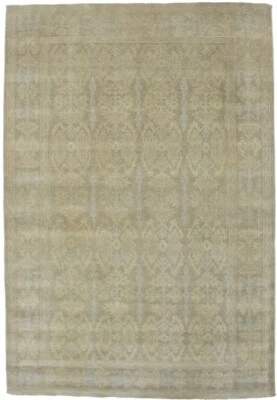 6X9 ft Hand-Knotted Wool Chobi Peshawar Rug Muted Washed-Out Oriental Carpet - Image 1 of 4