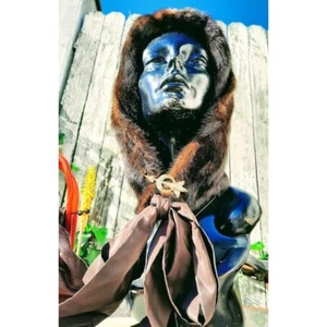 Antiker Damenhut 20er Jahre Flieger Nerz Fell gefüttert Kapuze One Size braun Seide Satin - Bild 1 von 6