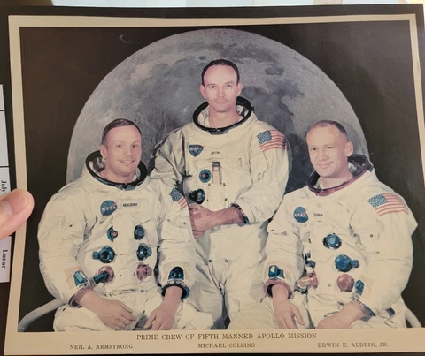 APOLLO 11 CREW SIGNED 8X10 PHOTO AUTOGRAPH ARMSTRONG ALDRIN  COLLINS *faded* Cover