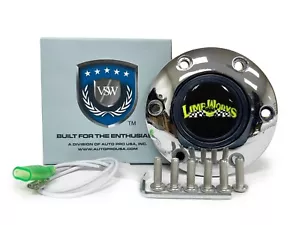 Botón de bocina cromada VSW de 6 pernos con emblema de gel LimeWorks - Imagen 1 de 5