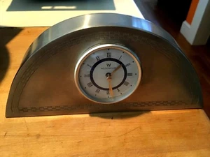Rare Wedgwood Interiors Large Silver Color Pewter 4 x 8.5" Mantle Clock NICE! - Picture 1 of 2