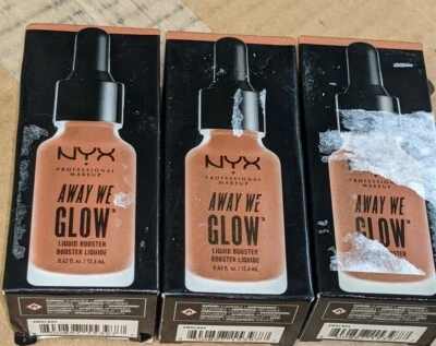 3 Lot NYX Away We Glow Liquid Booster 0.42 fl oz AWGLB04 Untamed  - Image 1 of 4