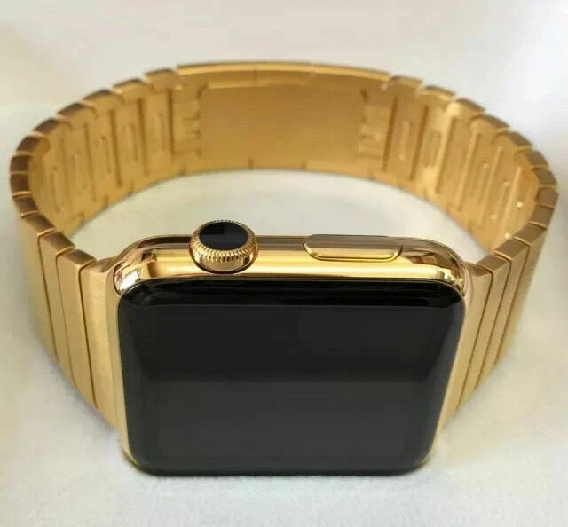 24K Gold Plated 42MM Apple Watch Series 2 Gold Link Band Custom Rare - Image 1 of 4