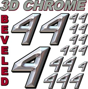 (4's) 3-D CHROME BEVELED NUMBERS Decal Sticker Sheet 1/8-1/10-1/12 RC Model3 - Picture 1 of 8