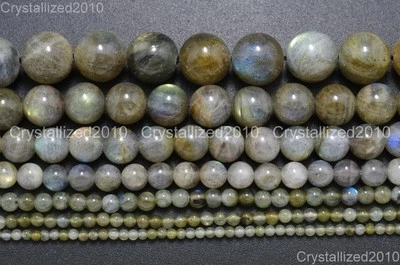 BEARBEADS Natural Labradorite Gemstone Round Loose Beads 2mm 3mm 4mm 6mm 8mm 10mm 12mm 16"