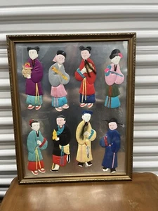 Figuras de seda de inmortales chinos enmarcadas de colección - Imagen 1 de 5