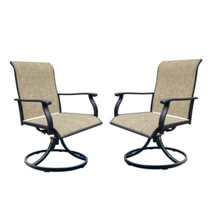 Outdoor Dining Chairs Set of 2 - Swivel Textilene Patio Chairs for Lawn & Deck - Picture 1 of 6