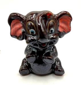 Vintage Keramik Elefantenbank braune Glasur handbemalt Japan - Bild 1 von 10