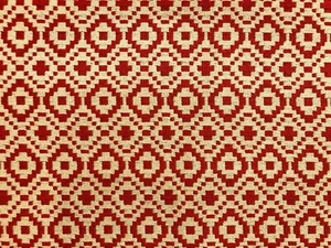 QUALITY HEAVY BELGIAN RED GEOMETRIC WEAVE UPHOLSTERY CURTAIN FABRIC MATERIAL - Picture 1 of 8
