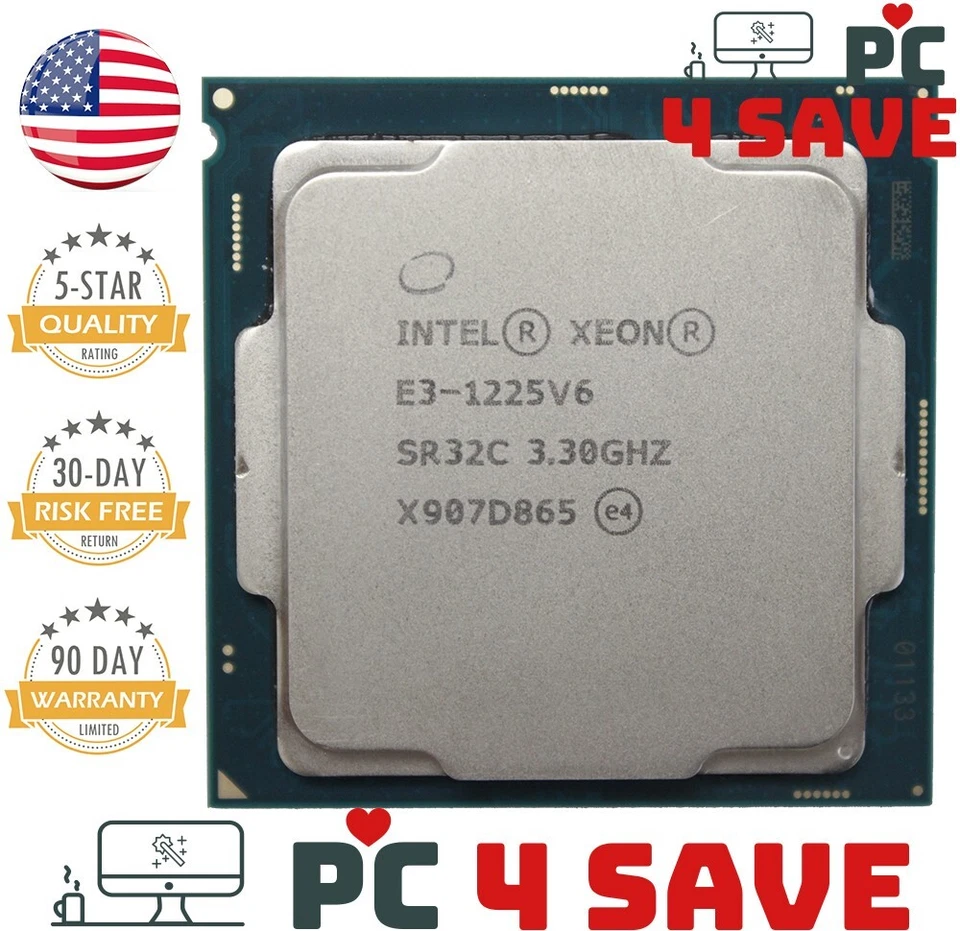 Intel Xeon E3-1225 V6 3.30Hz 4-Core LGA1151 8MB Server CPU Processor SR32C 73W - Image 1 of 1
