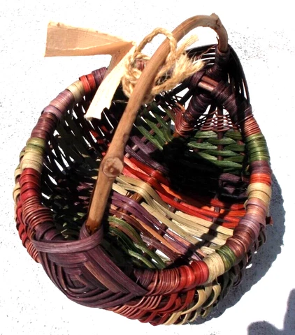 WEAVER Signed MELON BUTT EGG Basket God's Eye GREEN PURPLE RED YELLOW +EXCELLENT Cover