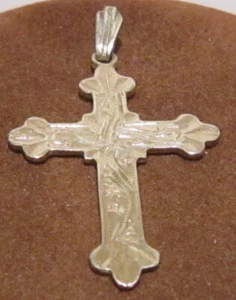 Vintage Beautiful Silver Pendant Cross, Hand Made Engraving, Early 20th C.# 16C - Picture 1 of 5