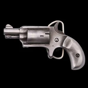 Break Top Revolver NAA .22 Small Caliber Pocket Pistol Vintage Belt Buckle - Picture 1 of 3