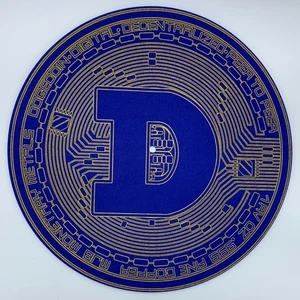 Dogecoin Logo 12" Inch Crypto Mat Slip Mat 1 Pair (2 Slipmats) 3mm Blue New - Picture 1 of 1