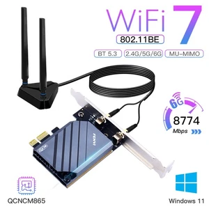QCNCM865 WiFi 7 PCIe Card for AMD Tri-Band Bluetooth 5.3 Adapter Windows 11 Only - Picture 1 of 9
