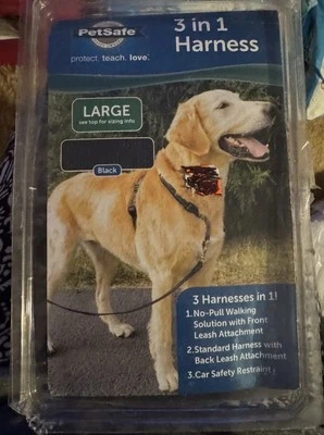 PetSafe 3 in 1 Dog Harness ~Size LARGE L Black ~ No Pull ~ New In Box - Image 1 of 4