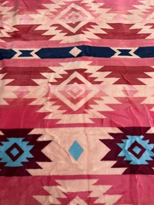 Native American Style 2 Ply Plush Reversible Blanket Queen Size Stunning Pink - Picture 1 of 6