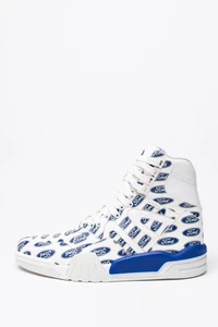 RRP€1200 VERSACE x FORD Leather Sneakers US5 EU38 UK4 Ford Logo Print Perforated - Picture 1 of 10
