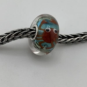 Authentic Trollbeads Starfish & Red Crab On Blue Core NEW Stamped Bead #515 - Picture 1 of 7
