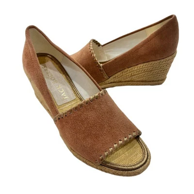 Sandalias Jack Rogers Talla 6 Palmer Tacón Cuña Marrón Alpargatas Gamuza Foto 1 de 4