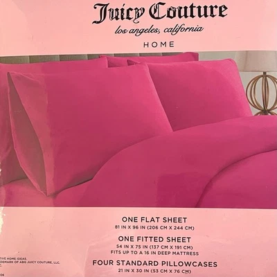Juego de sábanas JUICY COUTURE HOME 6 piezas TAMAÑO COMPLETO rosa fucsia nuevo con etiquetas Foto 1 de 4