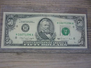 VINTAGE SERIES 1990 $50 DOLLAR BILL FEDERAL RESERVE NOTE UNCIRCULATED - Picture 1 of 2