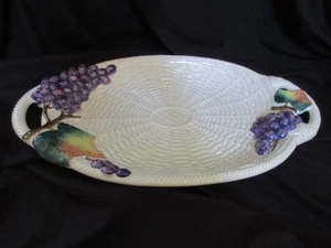 Fitz & Floyd Sonoma Vineyard 24" Oval Serving Platter Basket Weave 1986 VGUC - Picture 1 of 13