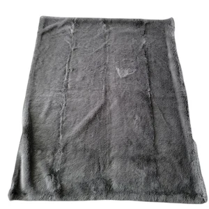 West Elm Faux Fur Throw Blanket Long Hair Soft Chenille Heavy 50 x 60" *flaw* - Picture 1 of 7
