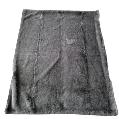 West Elm Faux Fur Throw Blanket Long Hair Soft Chenille Heavy 50 x 60" *flaw* - Image 1 of 4