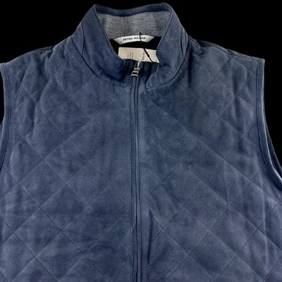 Peter Millar Crown Goat Suede Quilted Lux Full Zip Vest Jacket Large $895 - Image 1 of 4