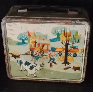 VINTAGE & VERY RARE LITHO TIN LUNCHBOX BRAZIL TRAIN DUCHEN STATION VARIANT - Picture 1 of 8