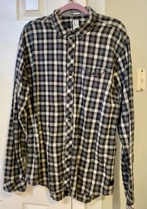 Camisa Billabong Para Hombres XL Negra Gris Franela a Cuadros Abotonada Manga Larga Informal - Imagen 1 de 9