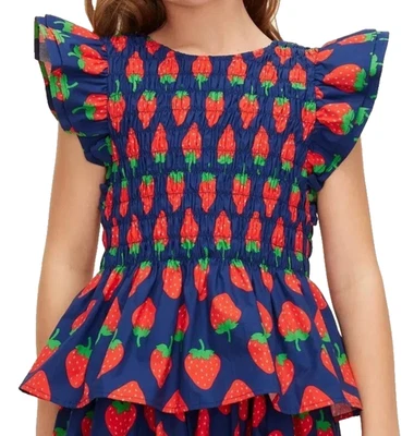 Kate Spade X Target Girls Kids sz L Strawberry Flutter Smocked Peplum Top NWT! - Image 1 of 4