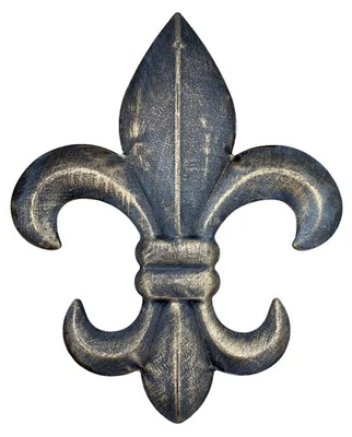 8" Metal Fleur De Lis Wall Plaque hanger Rustic Creole Tuscan Decor Bronze - Image 1 of 4