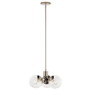 KICHLER Silvarious 16.5in.3-Light Polished Nickel Modern Convertible Chandelier - Picture 1 of 7