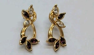 PENDIENTES DISFRAZ AVON CRISTALES TRANSPARENTES Y MORADOS  - Imagen 1 de 1