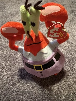 Ty Beanie MR. KRABS 海绵宝宝螃蟹 (2012) 毛绒全新带标签 — 第 1/4 张图片