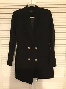 PRETTY LITTLE THING Black Asymmetric Long Jacket Size 8 (8-12) - Picture 1 of 10