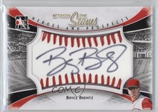 2011 ITG Heroes and Prospects Between the Seams Red Stitch /30 Bryce Brentz Auto