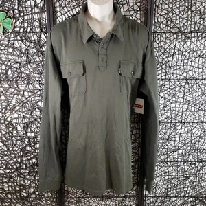 NEU MIT ETIKETT LEVI'S HERREN LANGARM 3 KNÖPFE PULLOVER HEMD XXL GRÜN BAUMWOLLE LESEN! - Bild 1 von 10