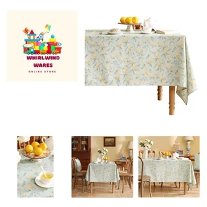 Designer Green Tablecloth for Rectangle Tables,Vintage Linen with Yellow Frui... - Picture 1 of 9