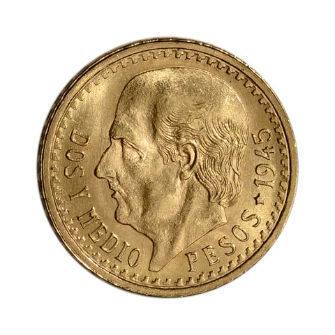 1945 Mexico Gold 2 1/2 Pesos (.0603 oz) - BU Cover