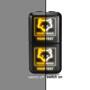 Custom Dual Function Push Button Switch For Toyota - Orange/White- 1.54" x 0.83" - Picture 1 of 7