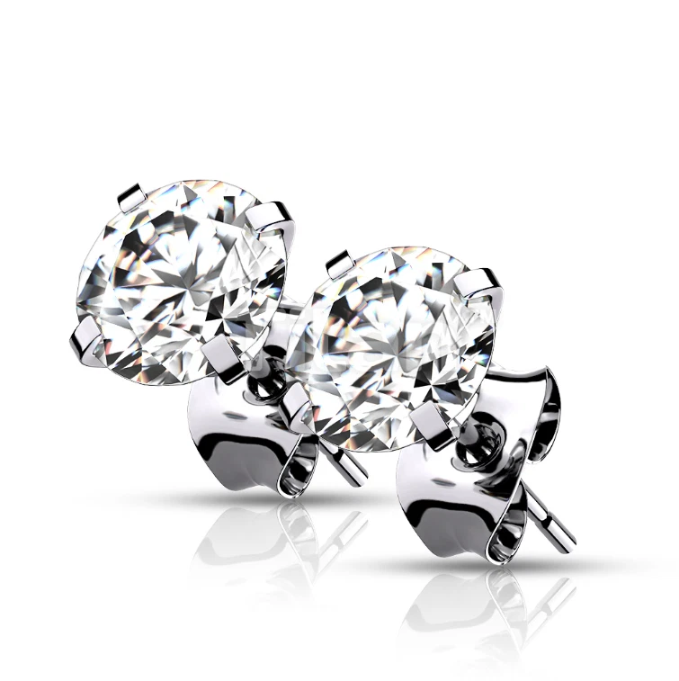 Par de pendientes de mariposa de circonita cúbica transparente con punta Foto 1 de 1