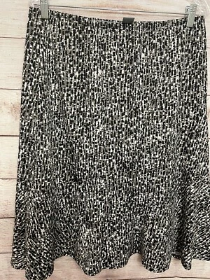 NY Collection Womens Black Geometric Prnt Diagonal Hem Stretch Skirt PL Pre-Ownd - Image 1 of 4