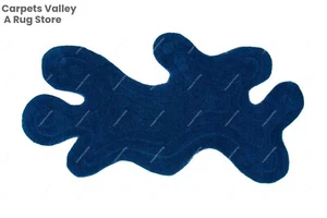 AMOEBA NAVY Hand-Tufted Wool Handmade Area Rug Carpet for Home, Living, Bedroom - Picture 1 of 7